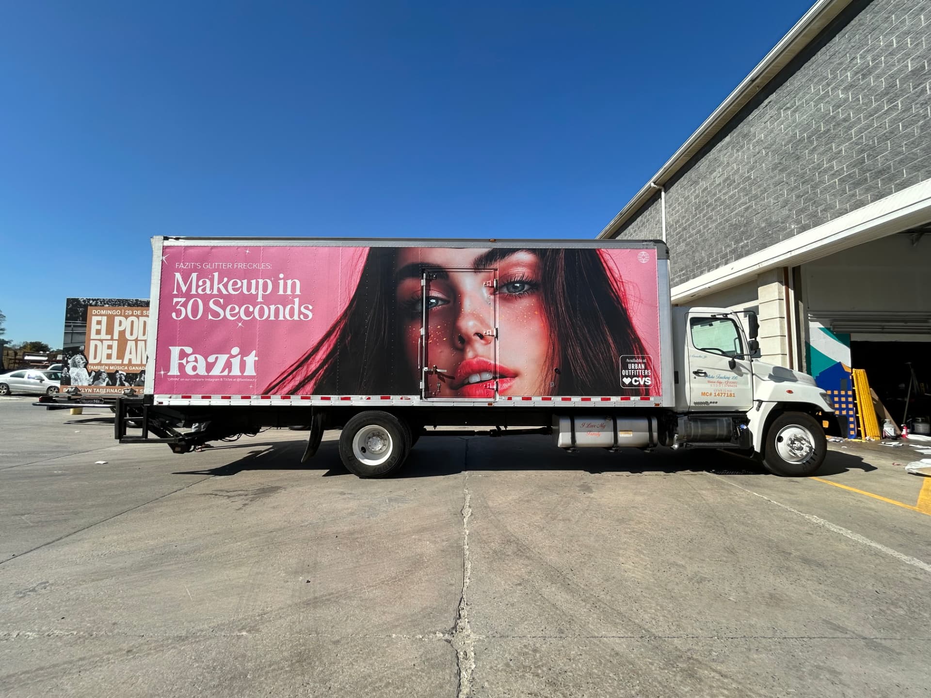Pink Fazit beauty campaign box truck wrap